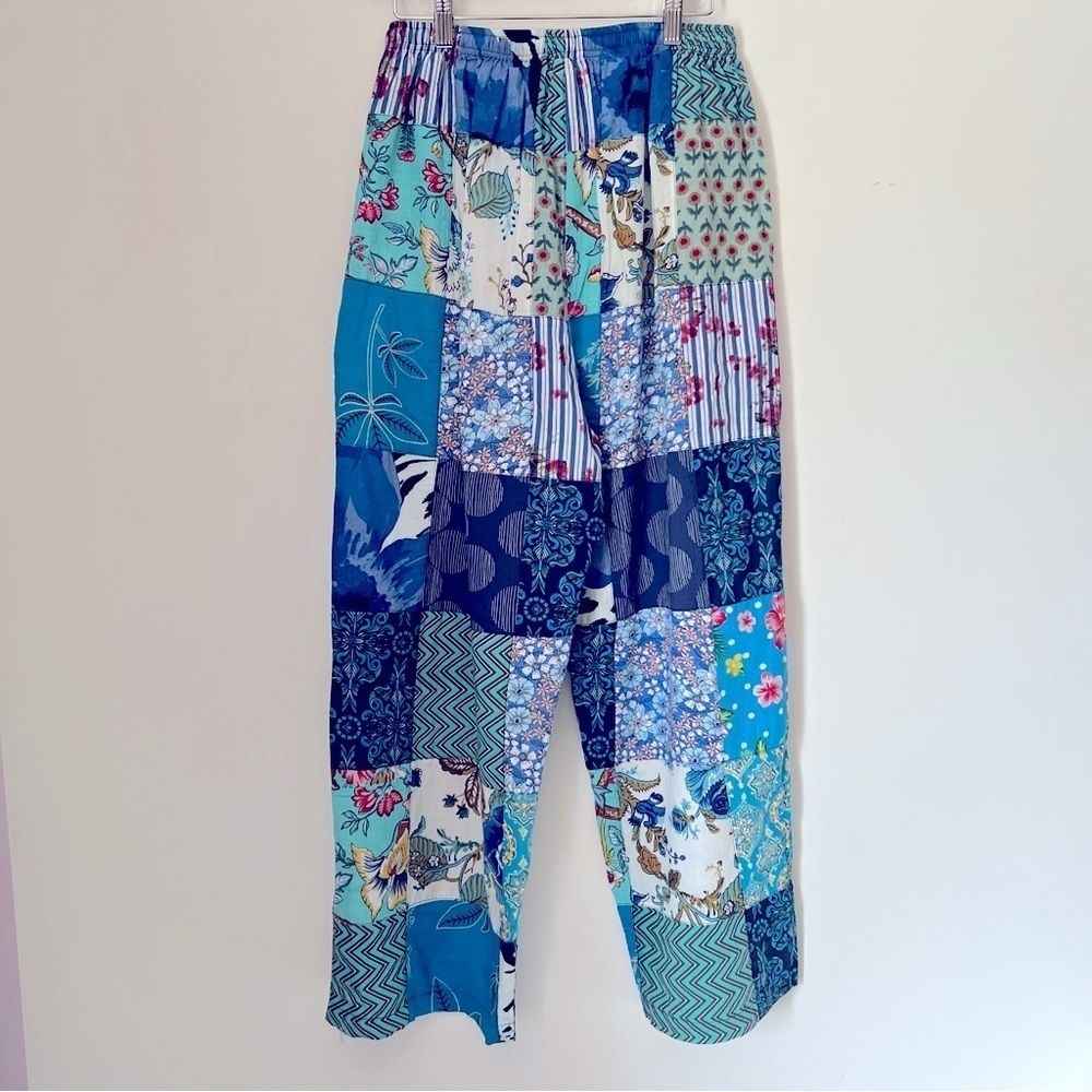 Rahab's Rope Bohemian Patchwork Wide-Leg Baggy Pants Colorful Summer - Picture 11 of 13